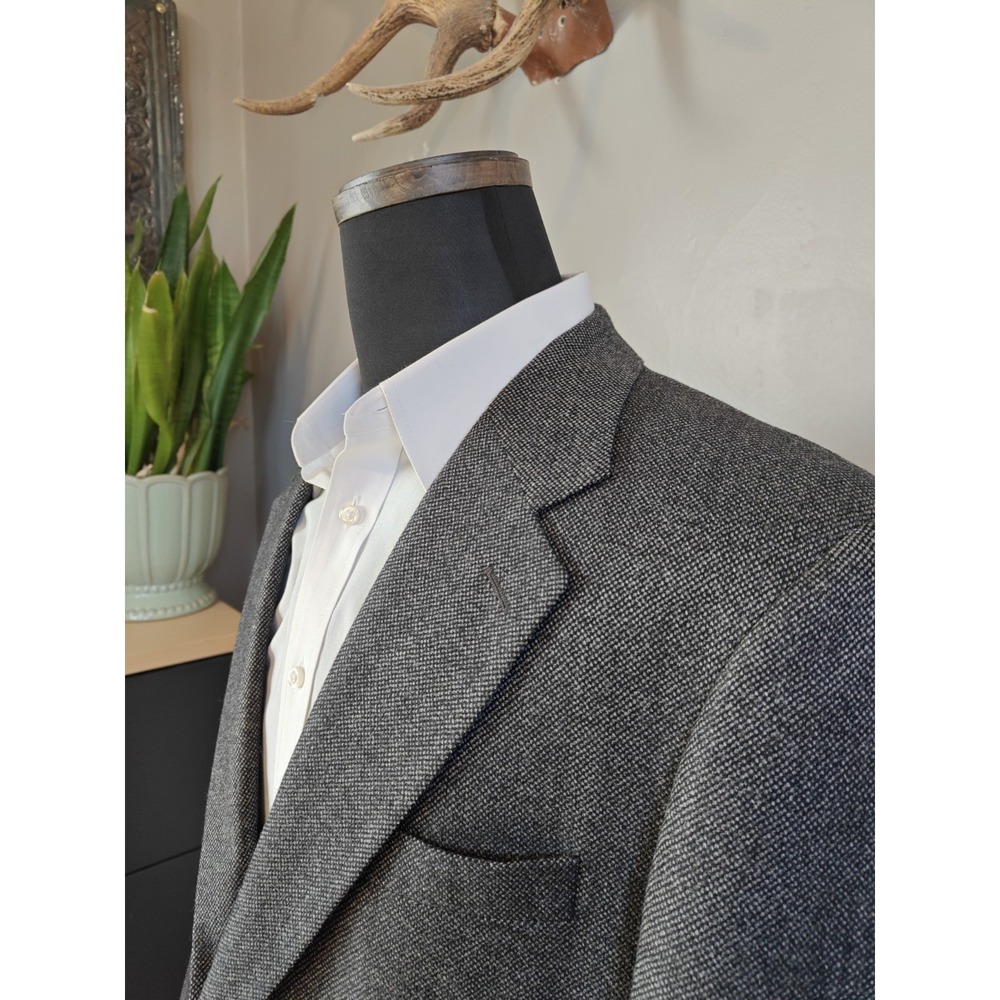 RNG Mens Blazer Sports Coat 42L Gray Birdseye Wool 2 Button H506